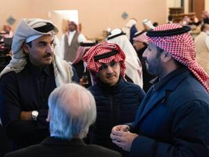 الأمير محمد بن سلمان برفقة الأمير تميم بن حمد والأمير الوليد بن طلال في سباق فورمولا إي الدرعية 