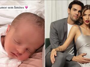 كاكا برفقة زوجته كارولينا والطفلة سارة