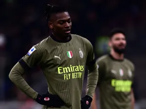 AC Milan's Portuguese forward Rafael Leao reacts during the Italian Serie A football match between AC Milan and Torino on February 10, 2023 at the San Siro stadium in Milan. (Photo by Marco BERTORELLO / AFP)