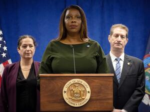 New York Attorney General Letitia James announcing the suit against Donald J. Trump