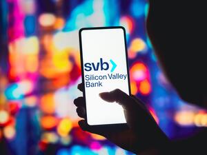 January 10, 2023, Brazil. In this photo illustration, the Silicon Valley Bank (SVB) logo is displayed on a smartphone screen.