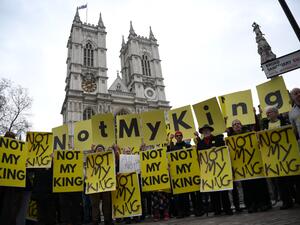 Anti-monarchy protesters hold demonstration against King Charles coronation