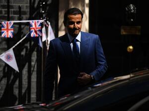 أمير قطر الشيخ تميم بن حمد، خلال مشاركته في فعاليات مراسم تتويج الملك تشارلز في لندن