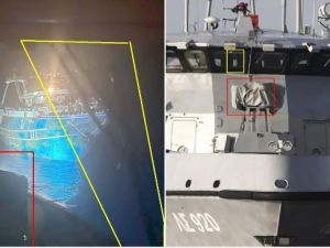 كان قارب خفر السواحل يتحرك بسرعة كبيرة ولكن القارب كانت يميل بالفعل إلى اليسار، وهكذا غرق