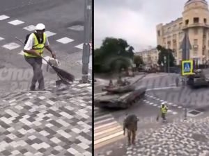 Russian street cleaner