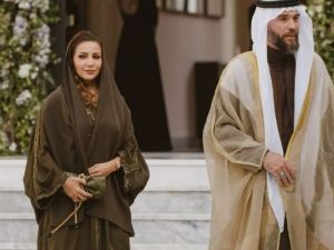 الأمير هاشم برفقة زوجته الأميرة فهدة في حفل زفاف الأمير الحسين 