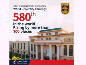 Abu Dhabi University ranks 580 in the world according to QS World University Ranking