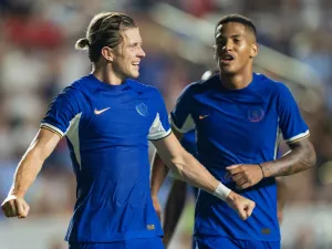 Conor Gallagher #23 of Chelsea FC celebrates his goal against Wrexham AFC during a pre-season friendly match at Kenan Stadium on July 19, 2023 in Chapel Hill, North Carolina. Jacob Kupferman/Getty Images/AFP (Photo by Jacob Kupferman / GETTY IMAGES NORTH AMERICA / Getty Images via AFP)
