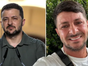 فولوديمير زيلينسكي وشبيهه الإيطالي جيجي بيشيريا