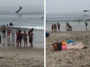 الطائرة ذات المحرك الواحد تحطمت في منتصف النهار على الشاطىء