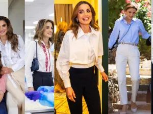 القميص والبنطال أسلوب كلاسيكي ورفيق الملكة رانيا في اختياراتها الأنيقة