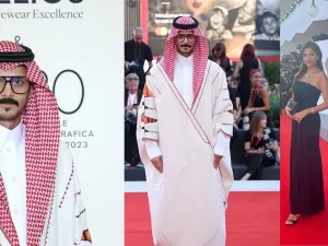 محمد الشهري برداء ال"جبة" السعودي الأصيل في البندقية، ومهند الحمدي بتوقيع أرماني
