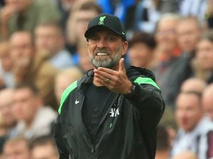 Liverpool's German manager Jurgen Klopp during the English Premier League football match between Newcastle United and Liverpool at St James' Park in Newcastle-upon-Tyne, north east England on August 27, 2023. (Photo by Lindsey Parnaby / AFP)