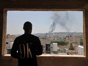 A video of an Israeli drone broadcasting ominous messages for Palestinians circulated on social media. (Jaafar Ashtiyeh/AFP)