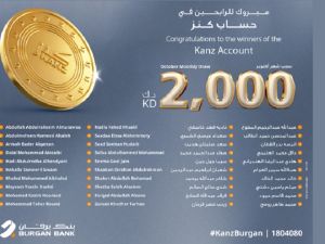 Burgan Bank Announces the Names of the Monthly Draw Winners of Kanz Account