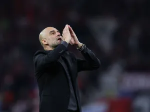 Manchester City's Spanish manager Pep Guardiola blows kisses after the UEFA Champions League Group G football match between RB Leipzig and Manchester City in Leipzig, eastern Germany on October 4, 2023. (Photo by Ronny HARTMANN / AFP)