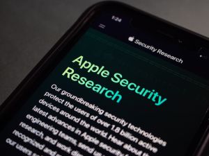 Apple Security Research website on an iPhone screen