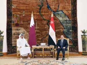 الرئيس المصري وأمير دولة قطر يناقشان العدوان الإسرائيلي على غزة