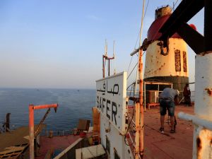 The United States detained five people believed to be Somali nationals after they boarded a tanker ship off Yemen, the Pentagon said Monday. (Mohammed Huwais/ AFP)