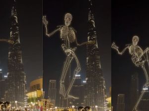 Dubai's spooky Halloween drone show. (X/@Rainmaker1973) Dubai's spooky Halloween drone show
