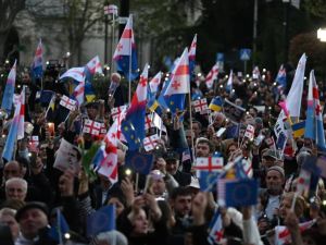 Several thousand Georgians rallied to voice support for their country's path to EU membership on Wednesday. (AFP)