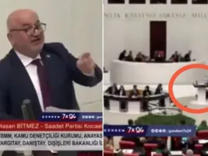 نائب تركي يسقط على الأرض خلال حديثه عن الحرب في غزة
