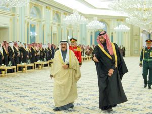 Emir of Kuwait (L), and Saudi Crown Prince during reception in Riyadh