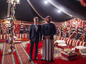 Saudi Crown Prince, MBS (R) and US Secretary of State, Antony Blinken in the Winter camp in Al-Ula today Monday, January 8, 2024