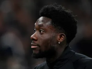 Bayern Munich's Canadian defender #19 Alphonso Davies looks on prior to the UEFA Champions League Group A football match between FC Copenhagen and FC Bayern Munich in Copenhagen, Denmark on October 3, 2023. (Photo by Sergei GAPON / AFP)