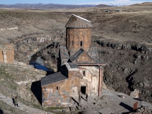 Tigran Honents Church in Ani ruins. (Photo by Yasin AKGUL / AFP) Turkey and Armenia