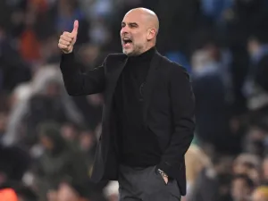 Manchester City's Spanish manager Pep Guardiola gestures on the touchline during the UEFA Champions League round of 16, second-leg, football match between Manchester City and FC Copenhagen at the Etihad Stadium, in Manchester, north west England, on March 6, 2024. (Photo by Oli SCARFF / AFP)