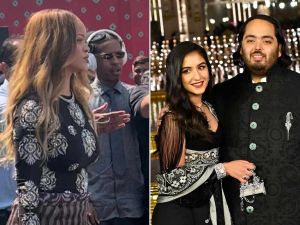 Rihanna rocks the stage at Anant Ambani’s pre-wedding bash in India. (X)