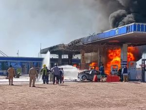 اشتعال محطة وقود في العراق 