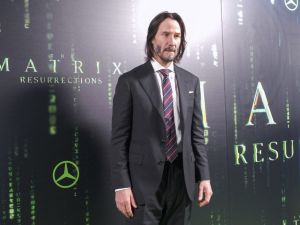 anadian actor Keanu Reeves arrives for the premiere of "The Matrix Resurrections" 