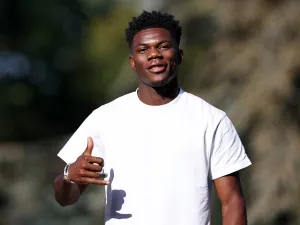 France's midfielder Aurelien Tchouameni arrives in Clairefontaine-en-Yvelines on October 9, 2023 as part of the team's preparation for the upcoming UEFA Euro 2024 football tournament qualifying matches. France will play against Netherlands in the Group B of Euro 2024 qualifiers. (Photo by FRANCK FIFE / AFP)