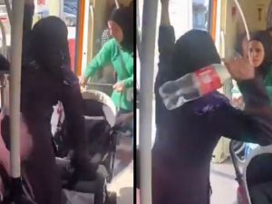 Fight inside Istanbul metro, Turkish women threw Syrian outside