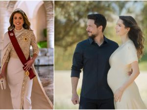 الملكة رانيا - الامير الحسين وزوجته رجوة