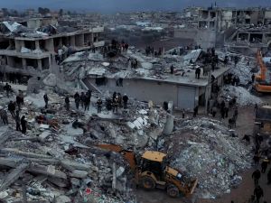 جانب من الزلزال المدمر الذي ضرب مدينة حلب السورية عام 2023