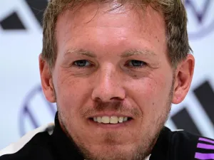Germany's head coach Julian Nagelsmann holds a press conference on the eve of the friendly football match Germany v Ukraine, in Herzogenaurach on June 2, 2024. (Photo by Tobias SCHWARZ / AFP)