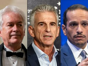 William Burns, David Barnea and Sheikh Mohammed bin Abdulrahman al-Thani