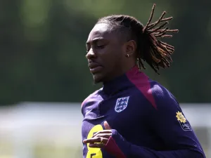 England's forward #21 Eberechi Eze attends a training session of England's national football team, ahead of the UEFA Euro 2024 European football Championship, in Blankenhain, Thuringia, on June 13, 2024. (Photo by Adrian DENNIS / AFP)