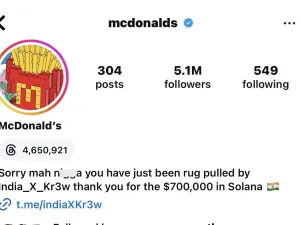 McDonald's Instagram hacked by Crypto scammer, making $700k