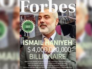 fake Forbes Magazine cover featuring Ismail Haniyeh