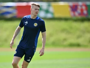 Scotland's midfielder #04 Scott McTominay attends a MD-1 training session on the eve of their UEFA Euro 2024 Group A football match against Hungary, at the team's base camp in Garmisch-Partenkirchen, on June 22, 2024. (Photo by MIGUEL MEDINA / AFP)