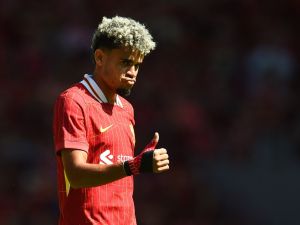 دياز يقود ليفربول للفوز (Photo by Peter POWELL / AFP)