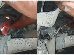 Video: Jordanian citizen lights cigarette using debris' fire