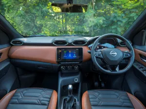 The New Magnite is a striking compact SUV with bold, robust design complemented by LED lights, alloy wheels and roof rails powered by efficient turbo engine producing over 160Nm