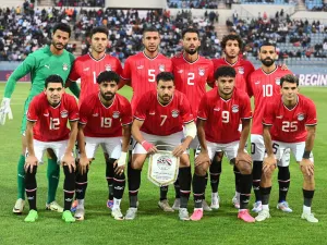 Egypt’s players pose for a team photo during the 2025 CAF Africa Cup of Nations (CAN) group C football match between Botswana and Egypt at Francistown Stadium in Francistown on September 10, 2024. (Photo by Monirul Bhuiyan / AFP)