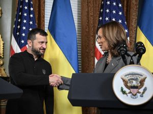 US Vice President and Democratic presidential candidate Kamala Harris