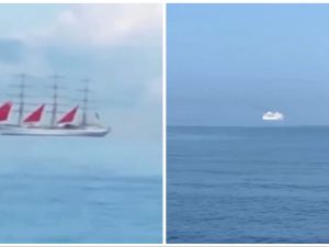 Yachts flying in the sky